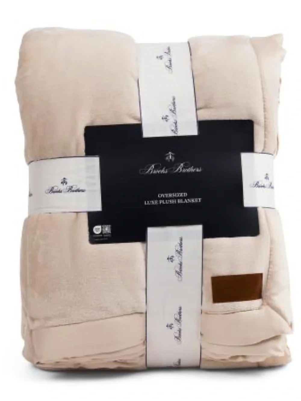 BROOKS BROTHERS solid fleece blanket with satin trim